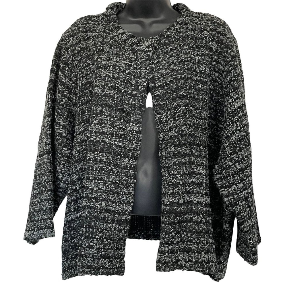 APT 9 Cardigan Sweater Shrug Black Gray Nubby Size 3X